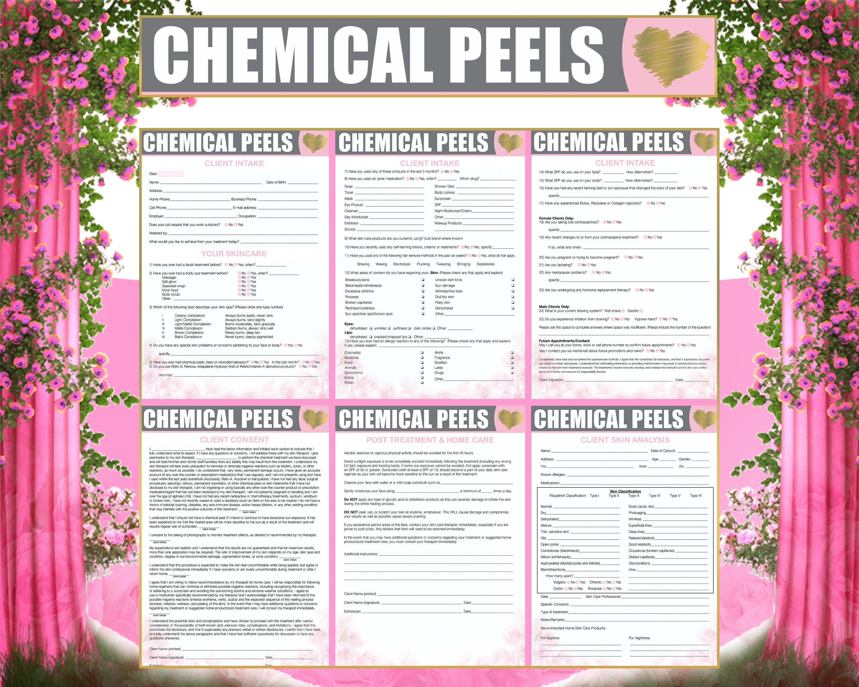 Chemical Peels Consent Forms Intake Skin Analysis Post Etsy