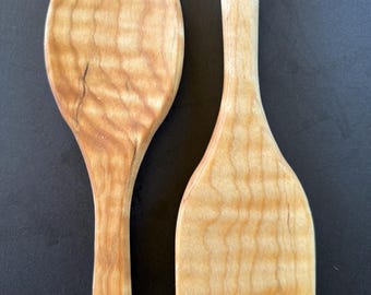 Cuillère et spatule bouclés en érable tigré