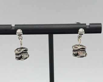 Silver Bunny Charm Earrings