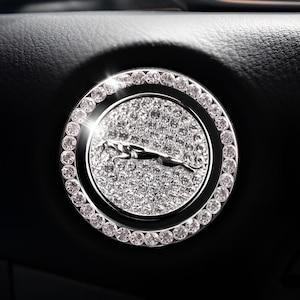 Jaguar Push to Start Crystal Rhinestone Car Bling Ring Car Accessories for Women, Men