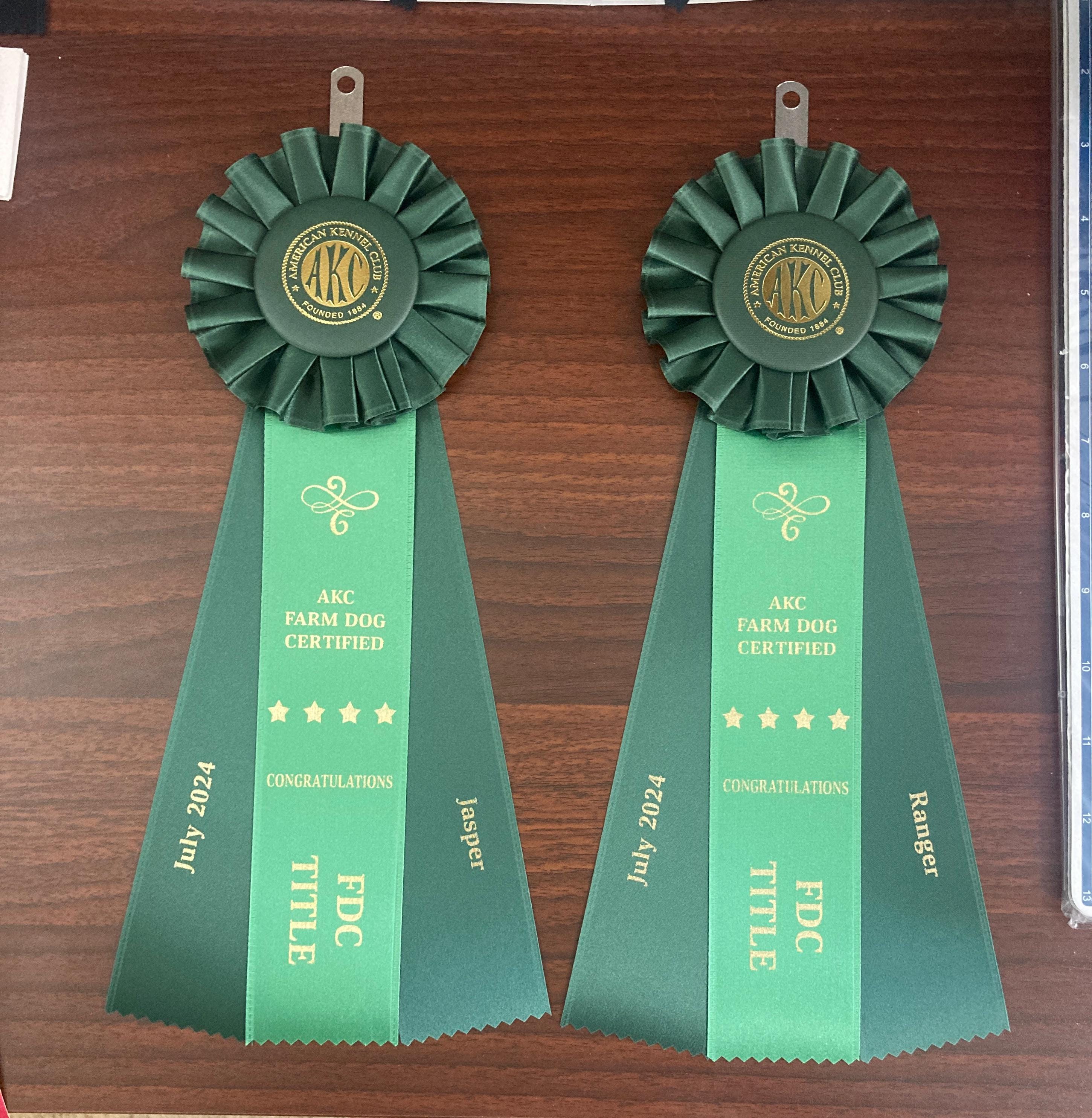 AKC Farm Dog Certified Rosette Title Ribbon - Personalized