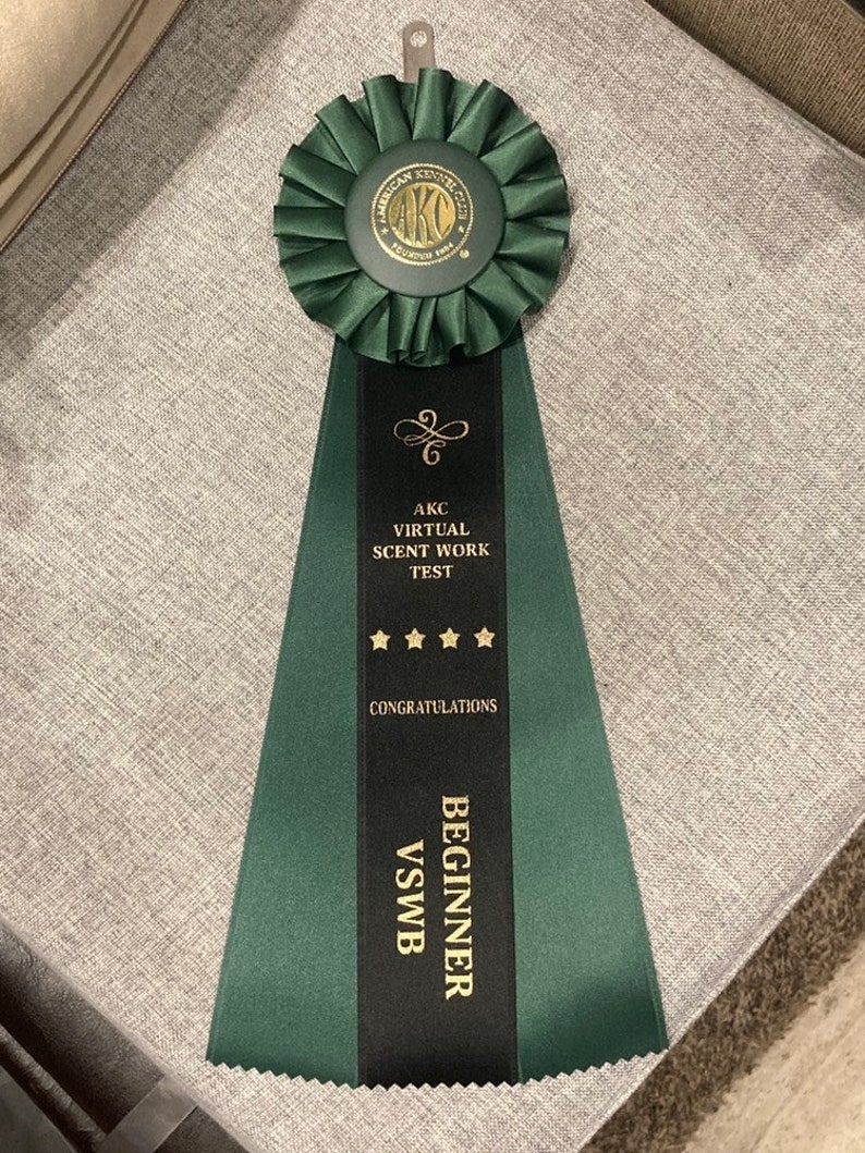 AKC Virtual Scent Work Title Ribbon Rosette - Beginner, Intermediate, Experienced (Rosette Center Style Varies, see item description) image 5