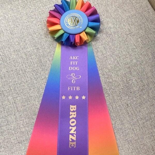 AKC Fit Dog Rosette - Bronze, Silver, Gold - Alternate Version with Variety of Colors!