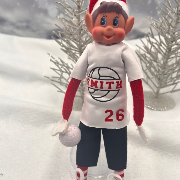 Custom volleyball elf!  Shirt with your child's name and number, shorts and volleyball set!
