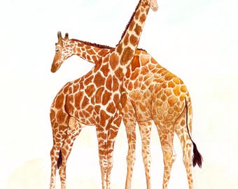 GIRAFFES - Watercolor Art Print/Giclée Reproduction - Wall Art