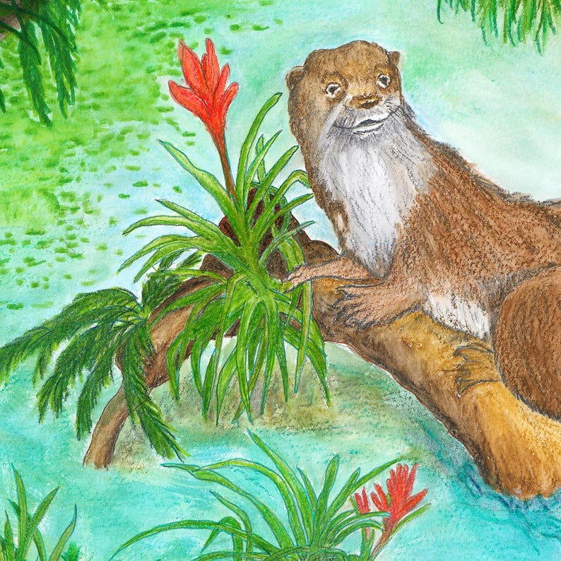 OTTER WETLAND- Watercolor Art Print/Giclée Reproduction - Wall Art bild 2