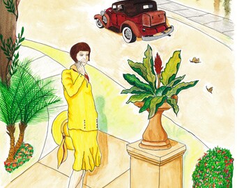 LADY IN YELLOW - Watercolor Art Print/Giclée Reproduction - Wall Art