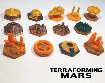 Terraforming Mars EXPANSION pack – 13 pezzi – Venus Next – Prelude – Colonies - Turmoil - meeple - token 3d