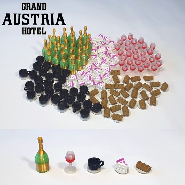 Grand Austria Hotel – 145 Lebensmittel-Meeples (Ressourcen) – 3D-Token – CHAMPAGNER