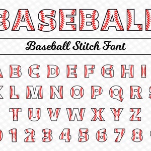Honkbal lettertype Honkbal steek lettertype Honkbal lettertype Svg Honkbal alfabet met steken Honkbal Sport lettertype Varsity lettertype College lettertype