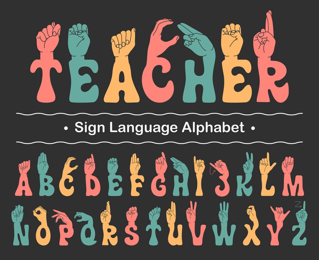 Sign Language Alphabet Svg Png Ttf Files ASL Svg Png Files Deaf Font