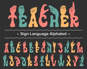 Sign Language Alphabet Svg Png Ttf Files ASL Svg Png Files Deaf Font Hand American Sign Words  ASL Alphabet svg