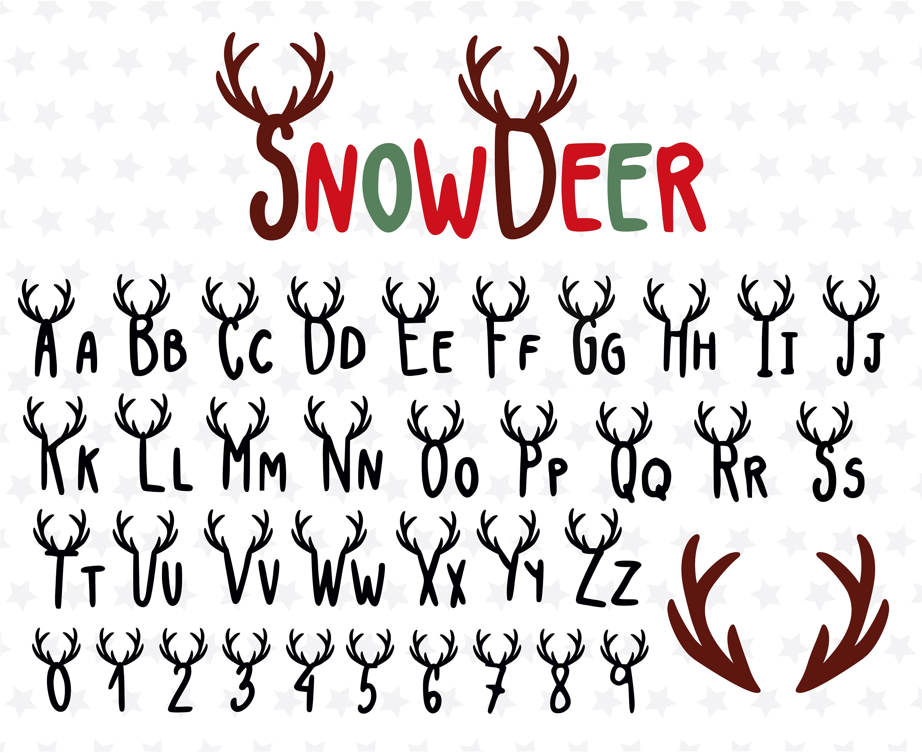 Reindeer Font Christmas Font Letters With Antler Christmas - Etsy