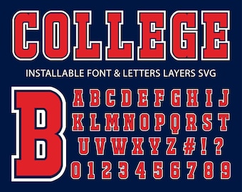 College Font Varsity Font Sport Font Football Font Baseball Font Soccer Font School Font Varsity Font Letters Svg Layred Cricut Varsity Font