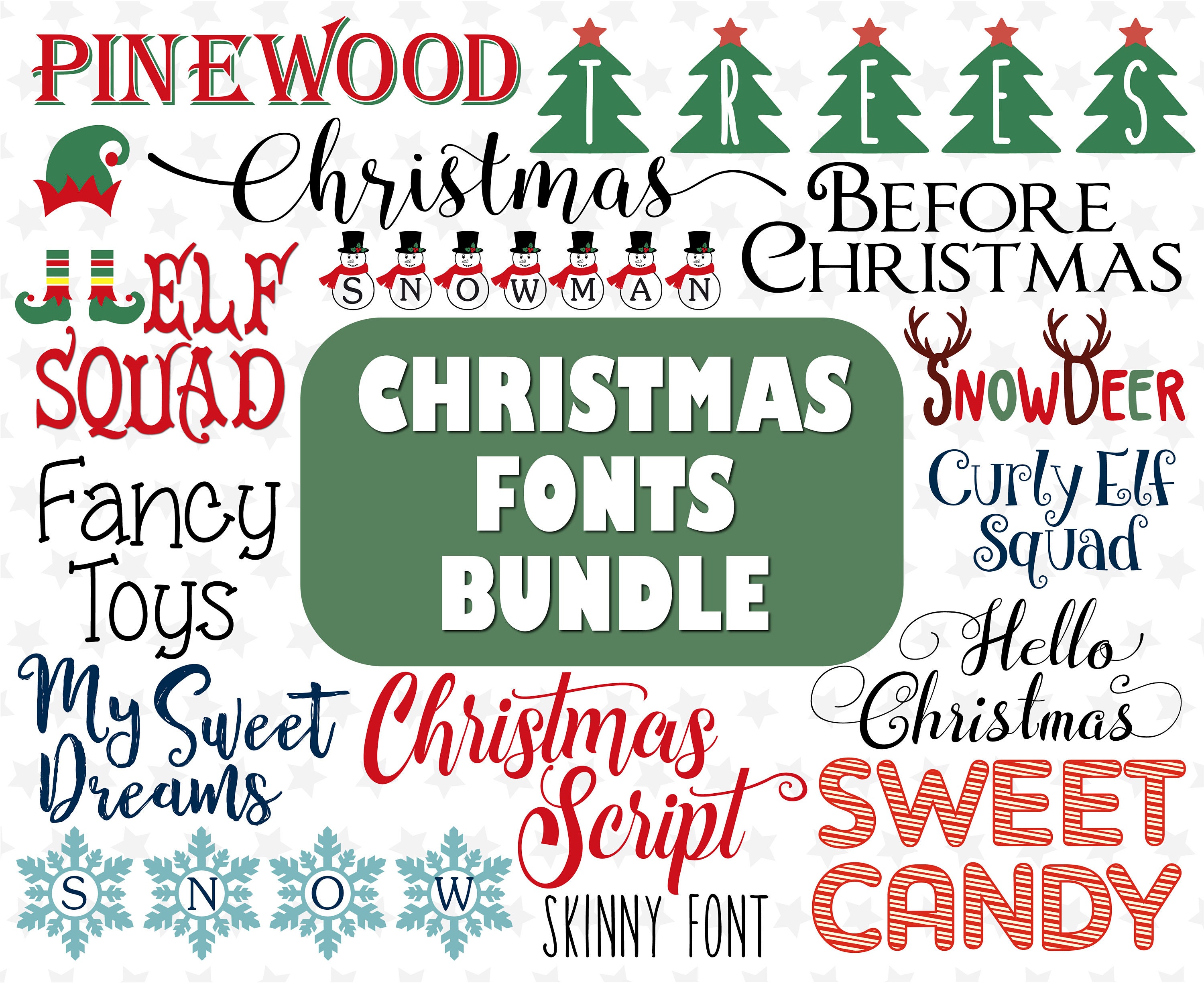 Christmas Monogram Font Png Etsy