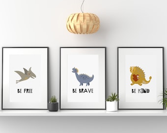 Printable Wall Art, Dinosaur Printable, Set of 3 DINOSAUR PRINT, Nursery Wall Art, Kid Room Decor, Nursery decor, Printable Art, Nursery Art