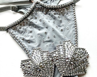 High waisted burlesque cage panties & Nipple pasties, Burlesque costume