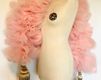 Boa de tul esponjoso rosa con borlas disfraz de corista de cabaret vegano, burlesque