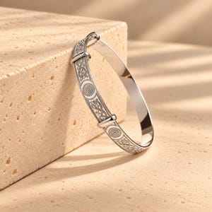 Sterling Silver Expanding Baby Bangle With Celtic Knot Motif