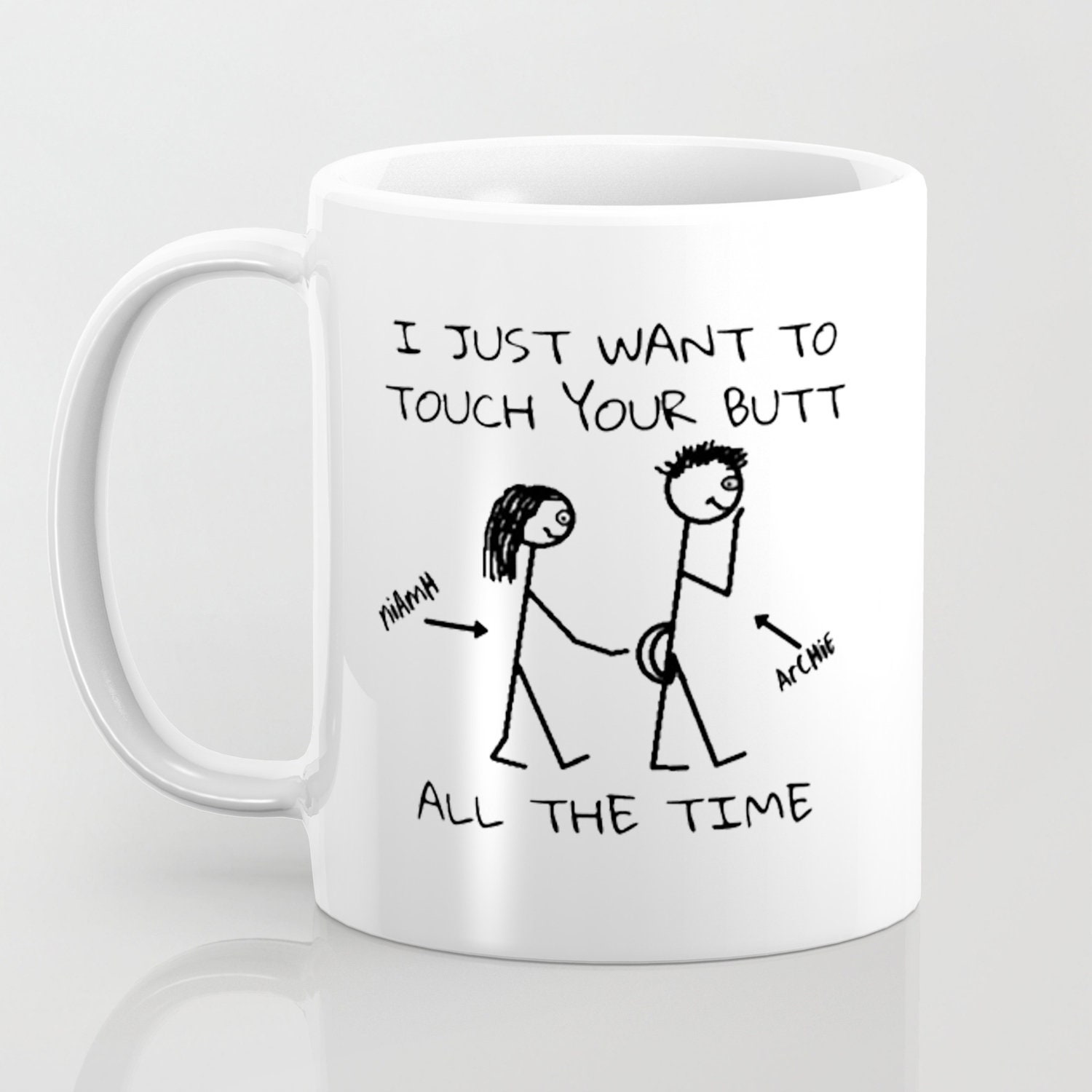Tasse personnalisée. Je veux juste toucher tes fesses tout le temps Mug.  Tasse cadeau drôle pour elle. Tasse pour petit ami. Tasse de fesses.  Touchez votre tasse de fesses -  Canada