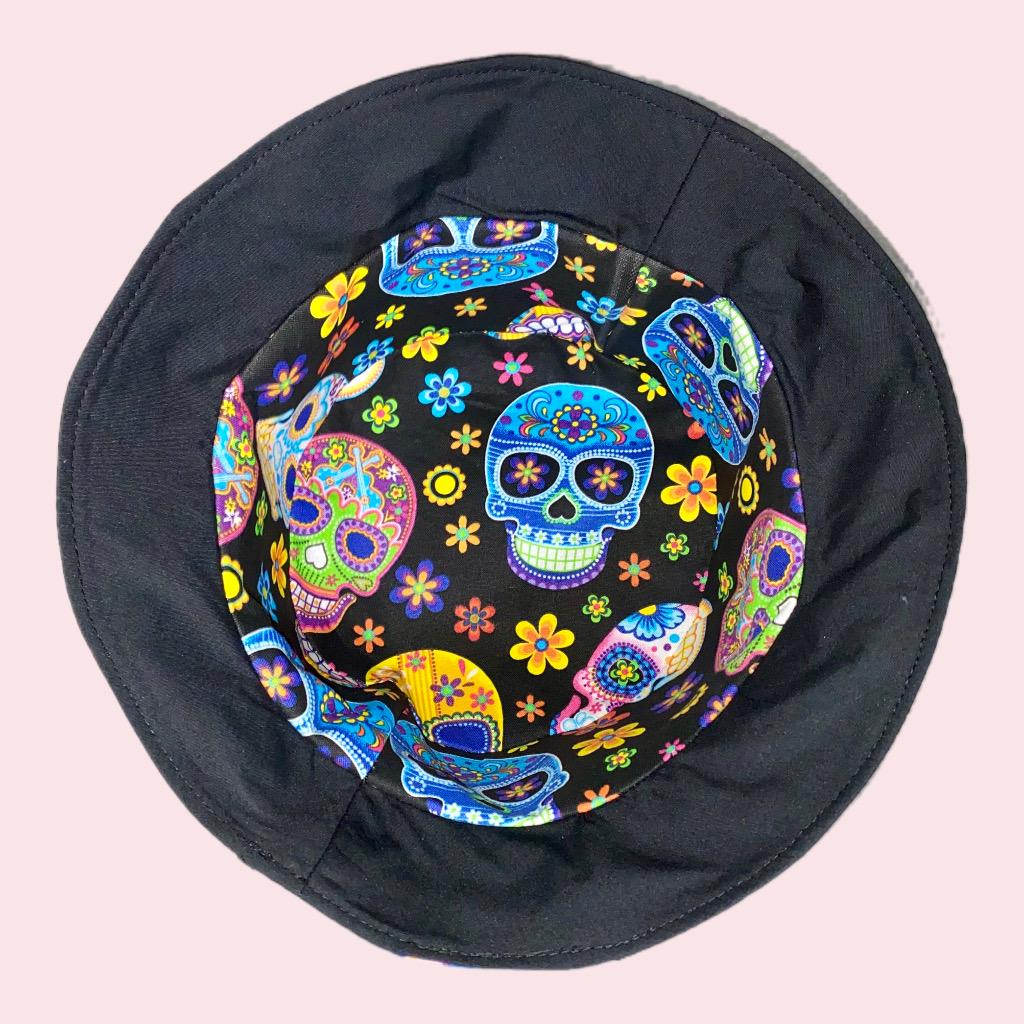 Bucket Hat Watercolor Gothic Skull Holiday Party UV Sun Bucket Hat Skull Bucket Hat UV Reactive Glow-in-the-dark Style for  main image 4