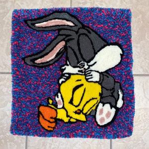 Sleeping Baby Bunny & Baby Yellow Bird Rug