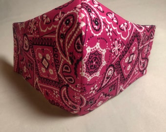 Masque bandana rose avec filtre inclus