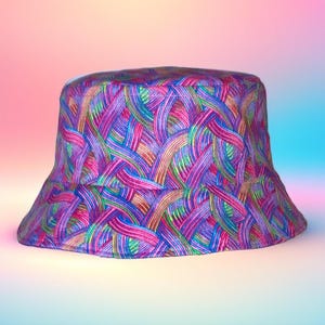 Intertwine Print  Reversible Bucket Hat, Streetwear Bucket Hat,Fisherman Bucket Hat