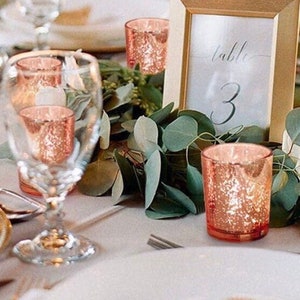 Rose Gold Mercury Glass Votive Light Candle Holder • Wedding Birthday Anniversary Celebration Sweet 16 Bachelorette Home Decor