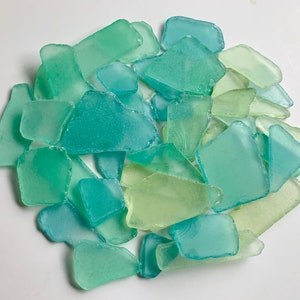 Sea Glass Ocean Beach Mix Bulk Light Green Yellow Aqua Turquoise Blue Tumbled Glass