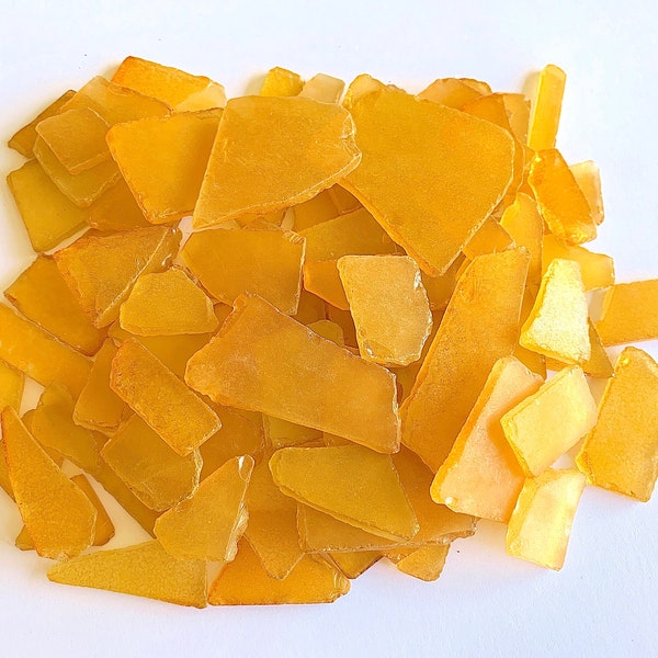 Sea Glass Ocean Beach Mix Amber Yellow Bulk Tumbled Glass