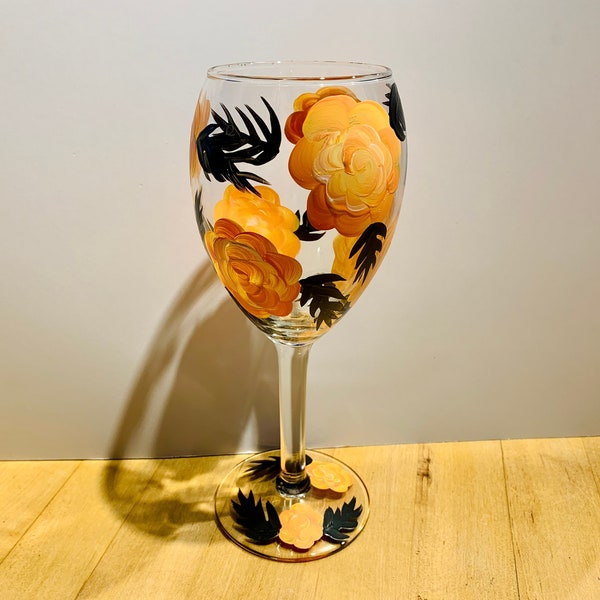 Painted Wine Glass Etsy