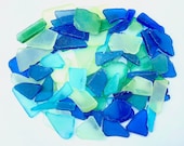 Sea Glass Ocean Beach Rainbow Mix Bulk Yellow Green, Aqua Blue, Teal Turquoise Tumbled Glass