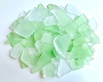 Sea Glass Ocean Beach Mix Light Medium Green White Bulk Tumbled Glass