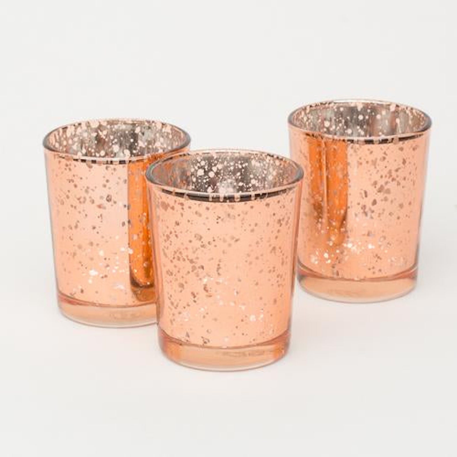 Rose Gold Mercury Glass Votive Light Candle Holder Wedding Etsy