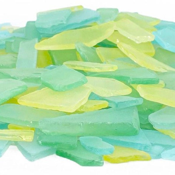 Sea Glass Ocean Beach Mix Light Mint Green, Yellow, Teal Turquoise Blue Bulk Tumbled Glass