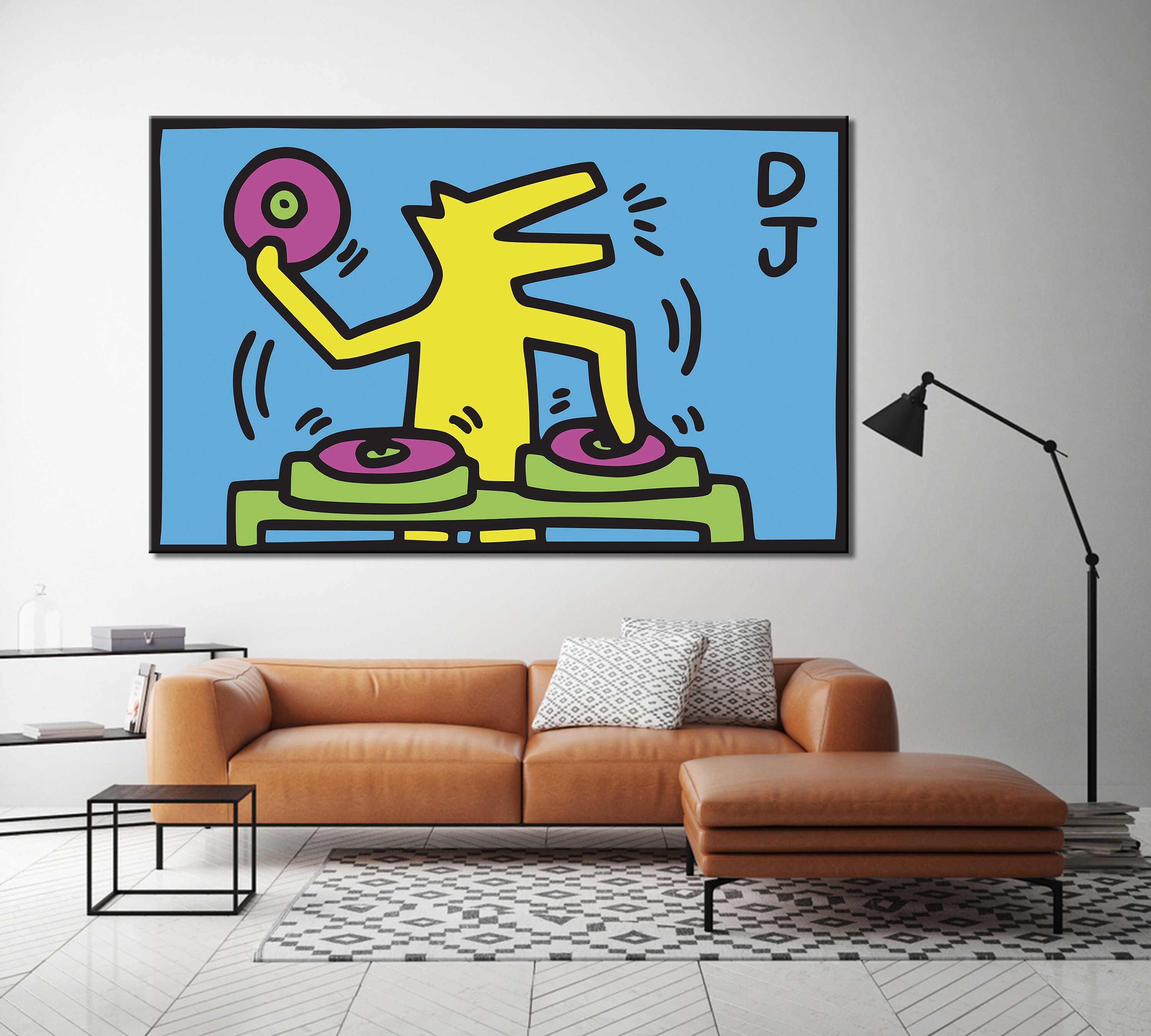 Keith Haring DJ Dog Artwork 1987 Graffiti Pop Art Canvas Pop Etsy