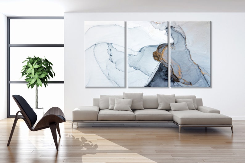 Gray and White Canvas / Artwork Fluid Art / Painting Print Art Etsy