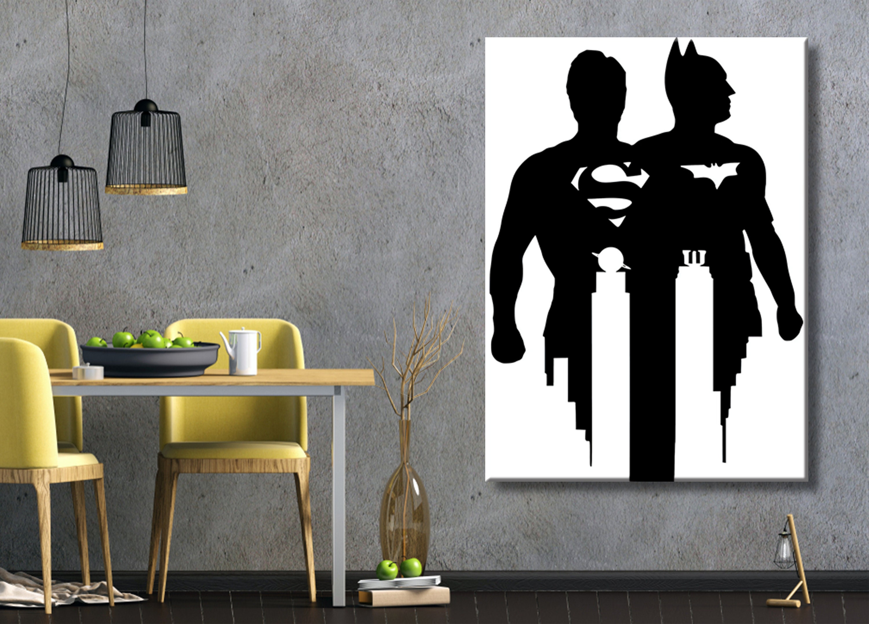 Batman Superhero / Black and White Wall Art / Silhouette Etsy
