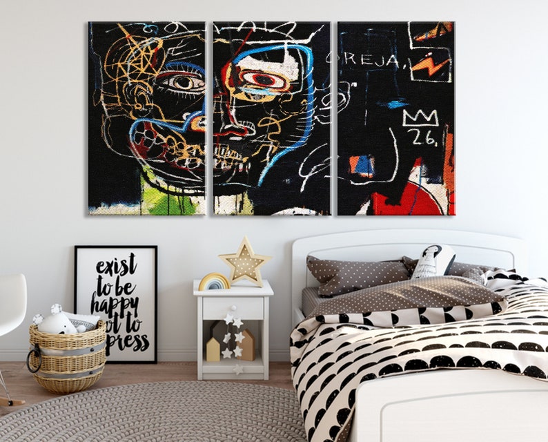 Graffiti art print Basquiat artwork Jean Michel Basquiat urban art Modern wall art Basquiat canvas Jean-Michel Basquiat Pecho Oreja