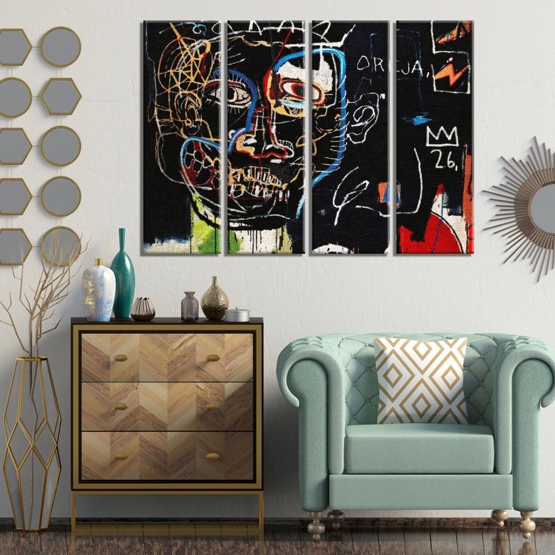 Graffiti art print Basquiat artwork Jean Michel Basquiat urban art Modern wall art Basquiat canvas Jean-Michel Basquiat Pecho Oreja