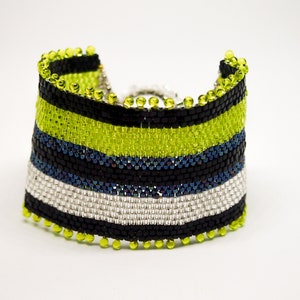 Cuff Seed Bead Bracelet, Wide Woman Bracelet, Handmade Cuff Bracelet, Bead Woven Bracelet,  Stripes Bracelet,  Hand beaded Bracelet