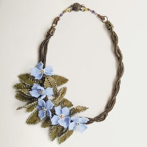 Handmade Lilac Flower Necklace: Glass Bead Floral Jewelry