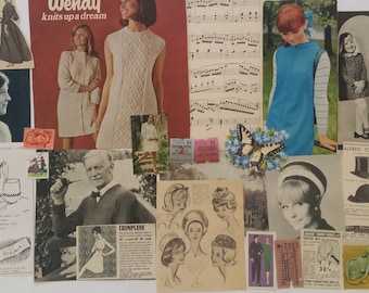 Efímeras de moda de los años 30 a los 90/ Más de 20 piezas de papel vintage auténtico/ Diario de chatarra/ Paquete de recortes/ Kit de inspiración/ Regalo para artesanos/ Manualidades (A)