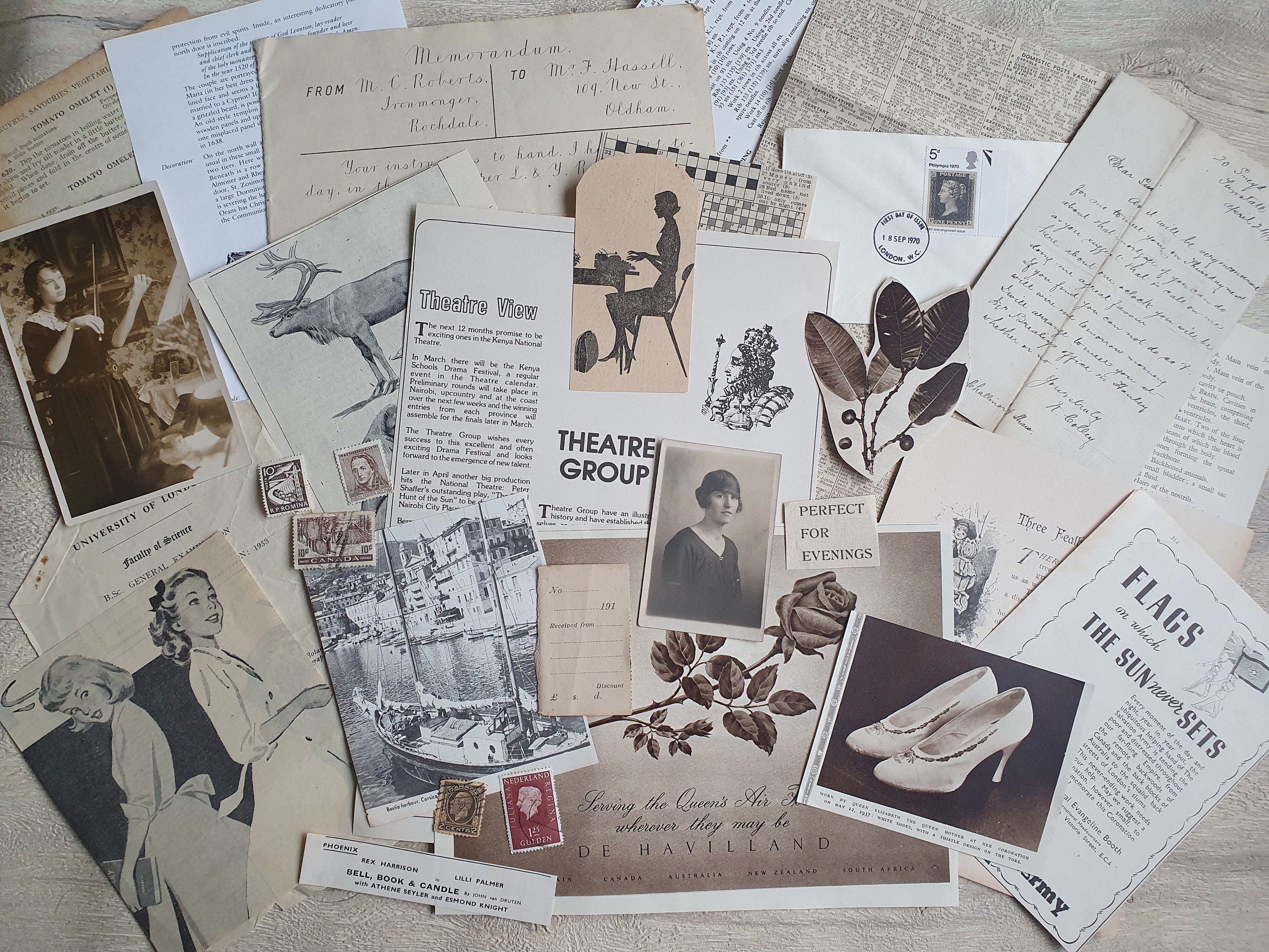 Sepia/neutral Toned Vintage Paper Ephemera Pack | Original 1890 ...