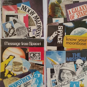 Paquete Space Ephemera / 20 piezas vintage. Estrellas lunares celestiales / Astronauta /Galaxia/ Cohetes Diario basura/ Álbum de recortes/ Kit de papel de desecho /Collage (A)