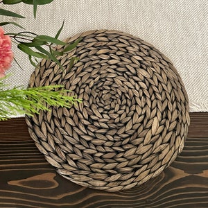 Black Washed Seagrass Charger Plate - 13 Inch Round - Eco-Friendly and Handcrafted Plate Chargers