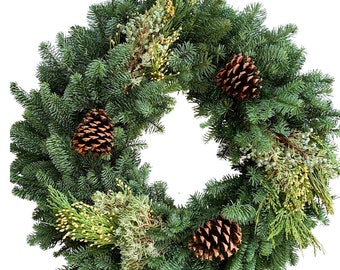 Traditional Fresh Christmas Wreaths from Oregon | Decorate Your Own  Wreath | 25-Inch Real Christmas Wreaths for Front Door | Fresh Greenery
