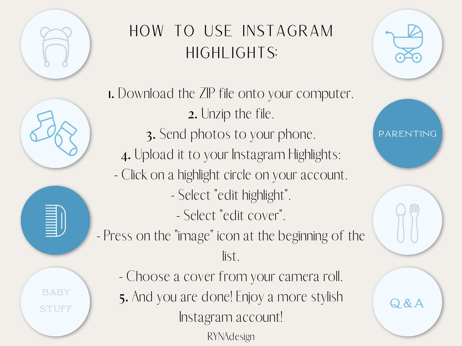 Baby Blue Instagram Highlight Covers Motherhood Instagram Etsy