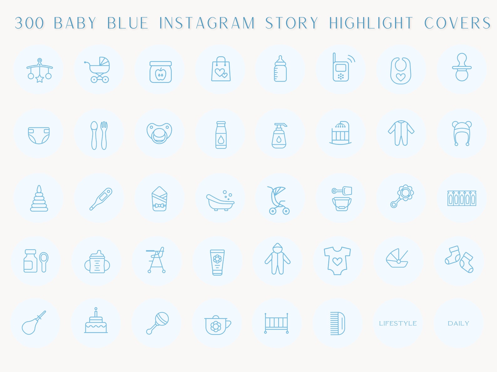 Baby Blue Instagram Highlight Covers Motherhood Instagram Etsy
